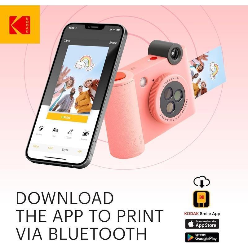 Kodak Smile+ 2x3 Digital Instant Camera with Mobile Photo Printer - Effect Lenses - Pink, , large image number 1