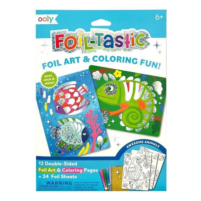 Ooly Foil-Tastic Foil Art & Coloring Set - Awesome Animals, , large image number 0