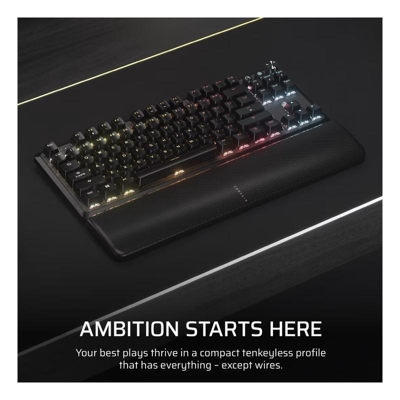 Corsair K70 PRO TKL High-Performance Hall Effect Programmable Gaming Keyboard with Rapid Trigger - Black, , large image number 1