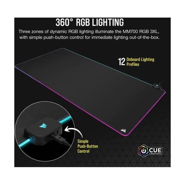 Corsair MM700 RGB Extended 3XL Cloth Gaming Mouse Pad/Desk Mat (15 x 65 x 15cm), , large image number 3