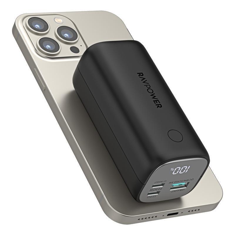 RavPower RP-Pb208 Mini 14000mAh PD 30W 3-Port Portable Power Bank Black Global Version - Black, , large image number 0