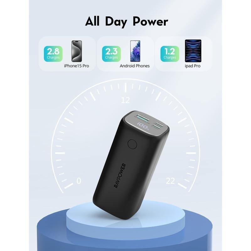 RavPower RP-Pb208 Mini 14000mAh PD 30W 3-Port Portable Power Bank Black Global Version - Black, , large image number 3