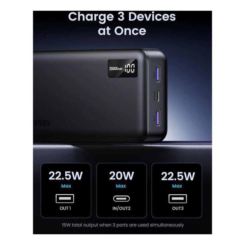 UGREEN PB521 20000mAh PD 30W Power Bank USB-C Cable - White, , large image number 0