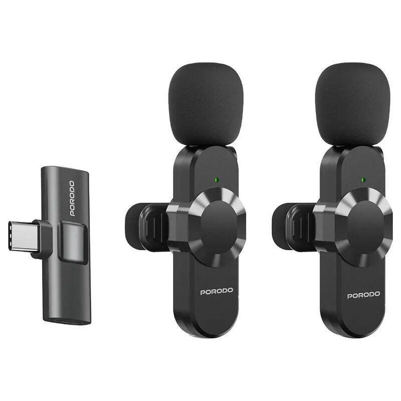 Porodo Audix Pro Lavalier Dual Microphone - Black, , medium