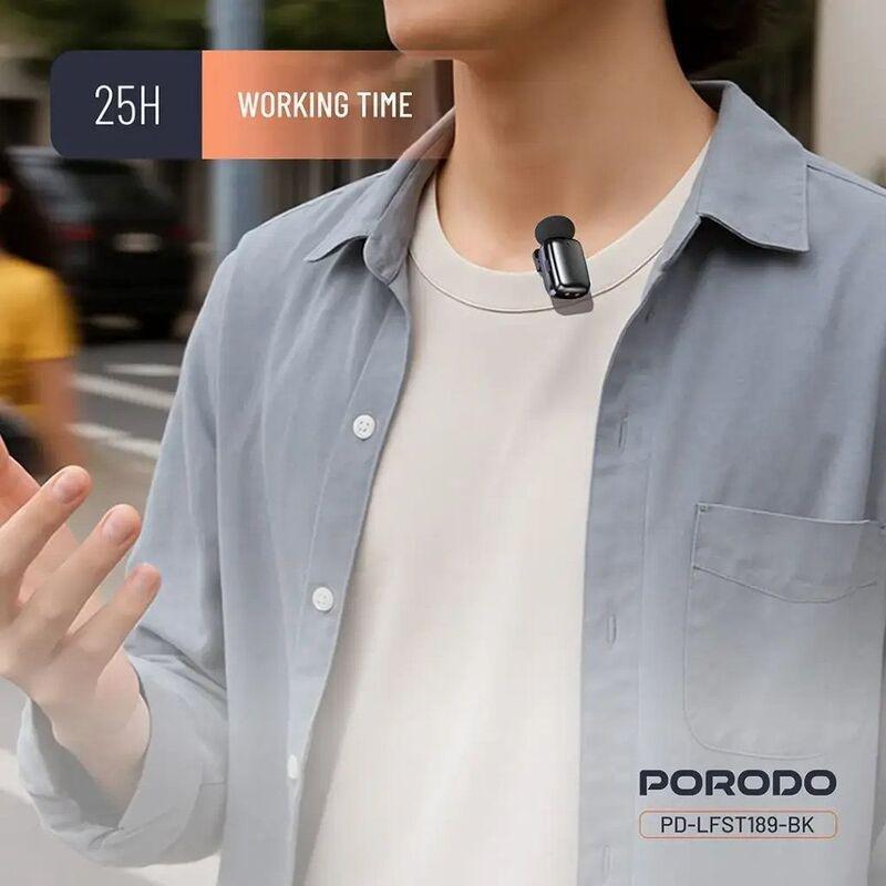 Porodo Wireless Lavalier Microphones Lightning Connector Noise Reduction - Black, , medium