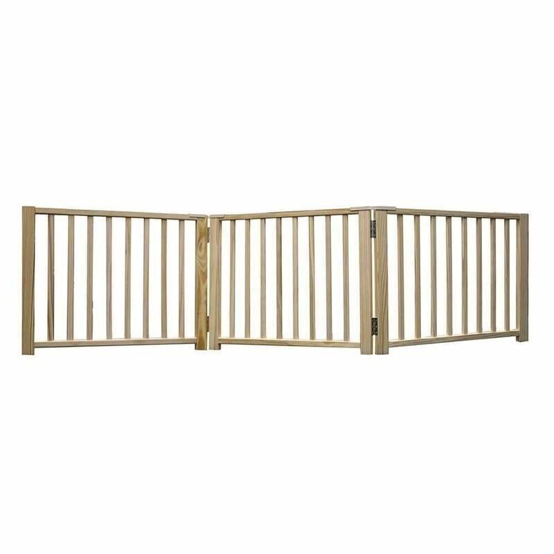Four Paws Pet Safety Gate Free Standing 3 Panel Walk Over Wood Gate (25 x 17 Inch), , large image number 0