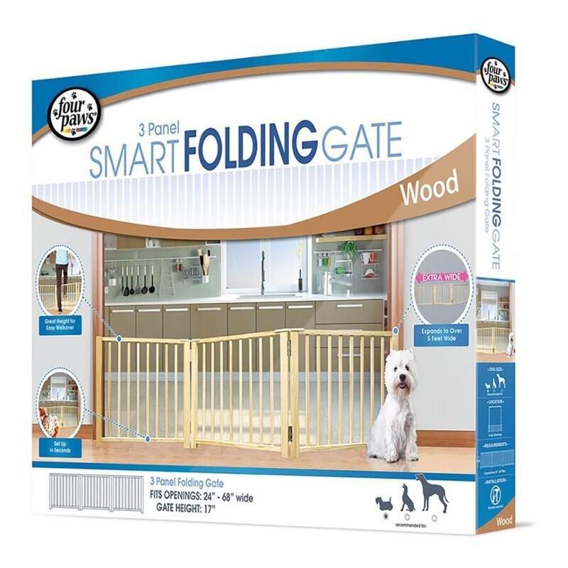 Four Paws Pet Safety Gate Free Standing 3 Panel Walk Over Wood Gate (25 x 17 Inch), , large image number 1
