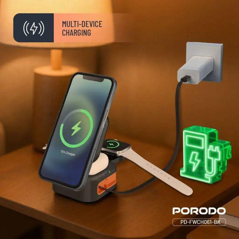Porodo Pocket-Sized Folding Wireless Charger - Black, , large image number 0