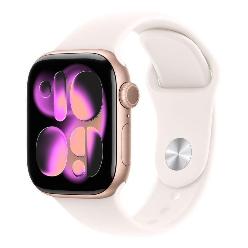 Apple Watch Series 11 GPS 42mm Rose Gold Aluminium Case with Light Blush Sport Band - S/M, , medium
