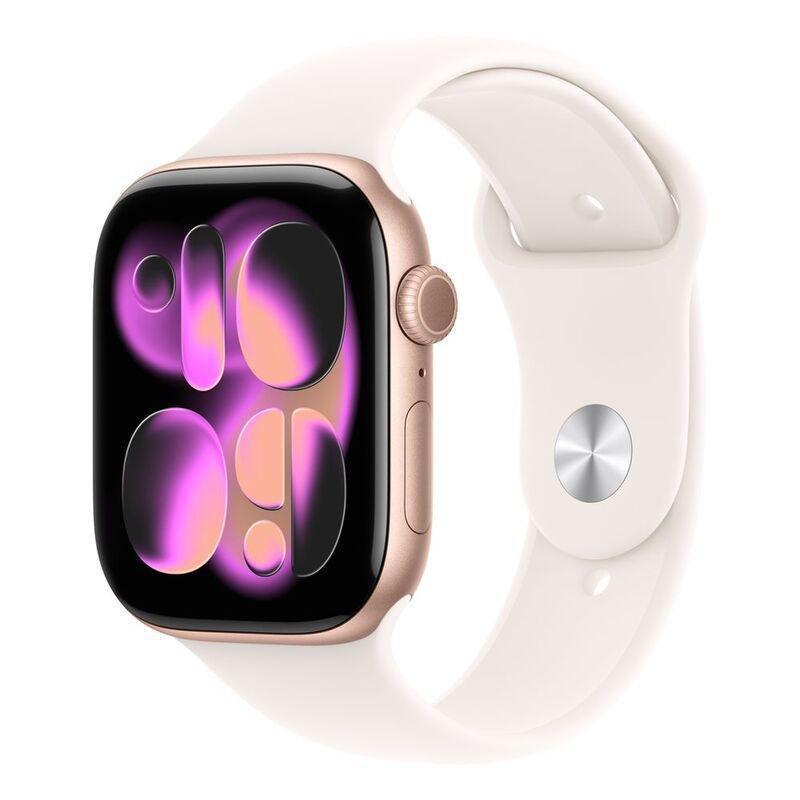 Apple Watch Series 11 GPS 46mm Rose Gold Aluminium Case with Light Blush Sport Band - S/M, , medium