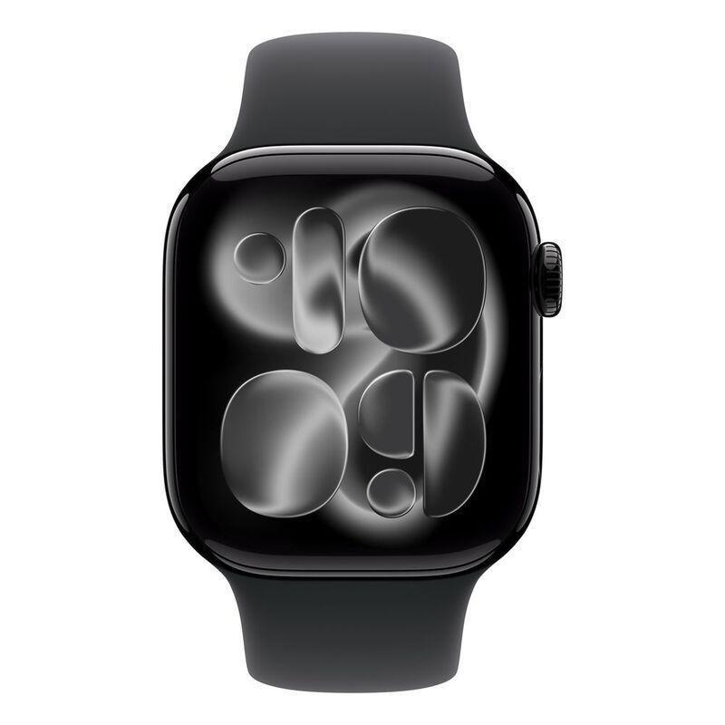 Apple Watch Series 11 GPS + Cellular 42mm Jet Black Aluminium Case with Black Sport Band - S/M, , medium
