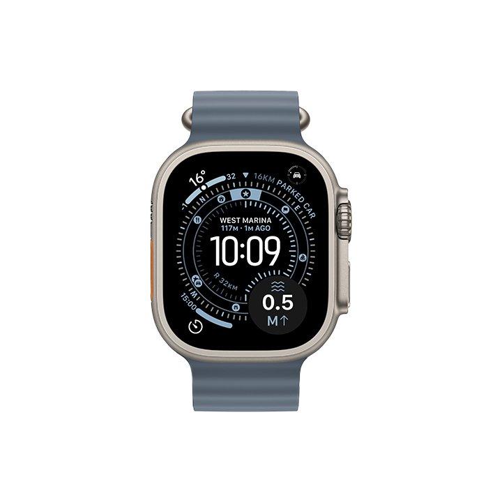 Apple Watch Ultra 3 GPS + Cellular 49mm Natural Titanium Case with Anchor Blue Ocean Band, , medium