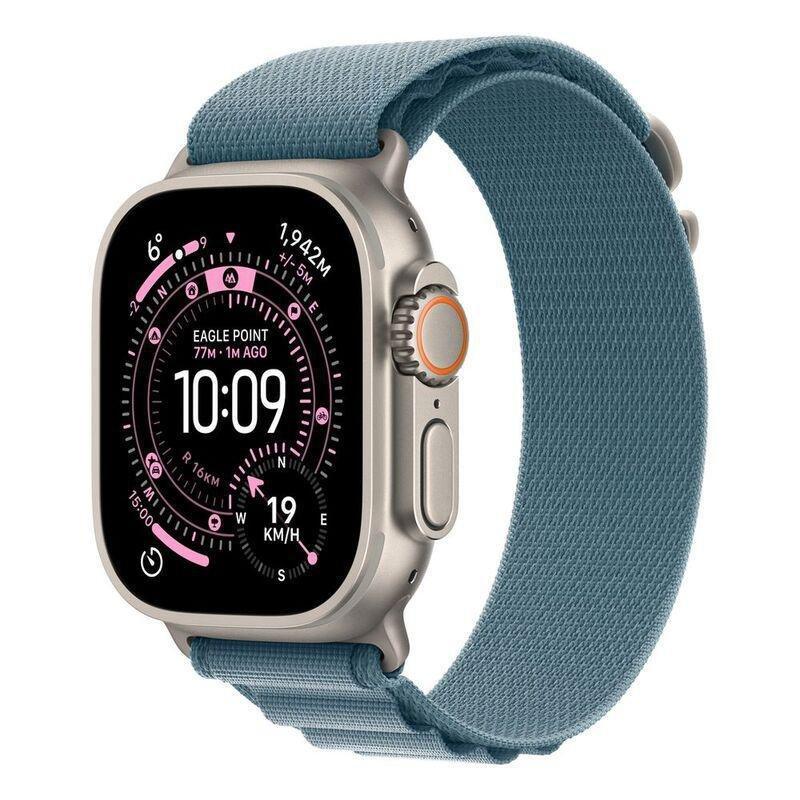 Apple Watch Ultra 3 GPS + Cellular 49mm Natural Titanium Case with Light Blue Alpine Loop - Medium, , large image number 1