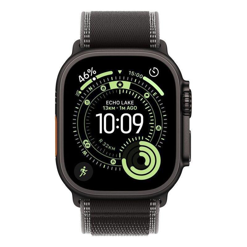 Apple Watch Ultra 3 GPS + Cellular 49mm Black Titanium Case with Black/Charcoal Trail Loop - M/L, , medium
