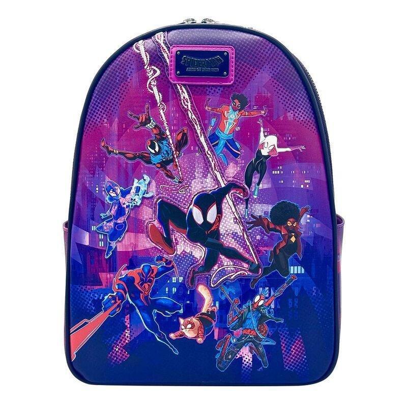 Loungefly Leather Marvel Spiderman Group Shot Mini Backpack, , medium