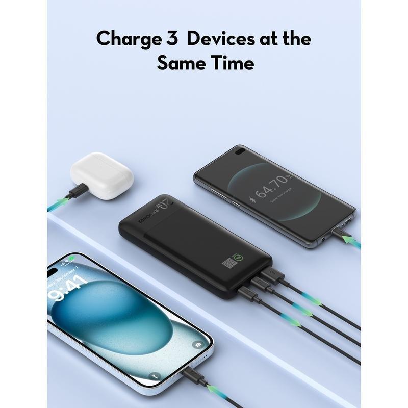 RavPower PB1237 10K mAh TFT Display Power Bank 2C 1A PD20W - Black, , large image number 0