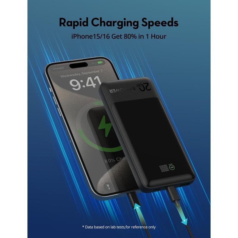 RavPower PB1237 10K mAh TFT Display Power Bank 2C 1A PD20W - Black, , large image number 1