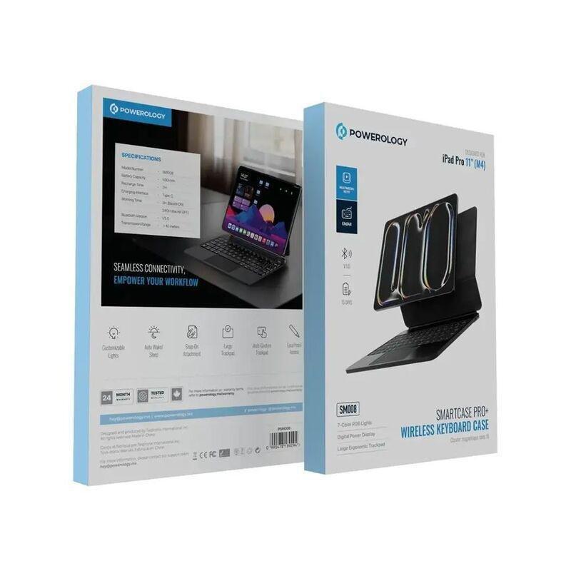 Powerology Smartcase Pro+ Wireless Keyboard Case Designed for iPad Pro 11 (M4) - Black, , large image number 1