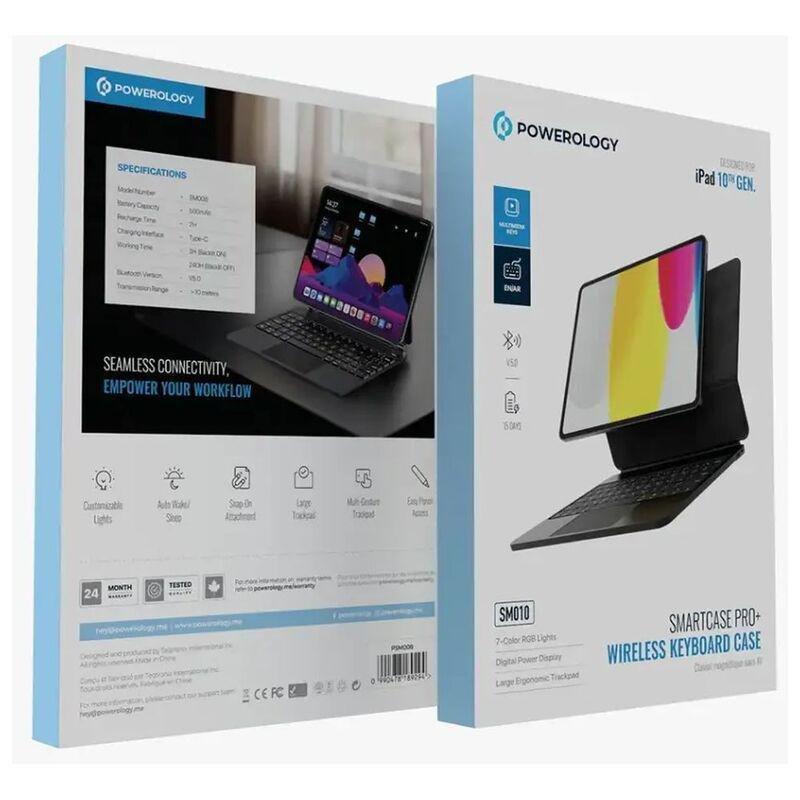 Powerology Smartcase Pro+ Wireless Keyboard Case Designed for iPad 10th Gen - Black, , large image number 2