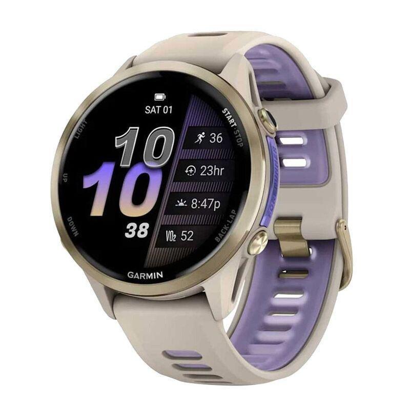 Garmin Forerunner 970 Soft Gold Titanium Smartwatch with French Gray Case & French Gray/ Translucent Indigo Band, , medium