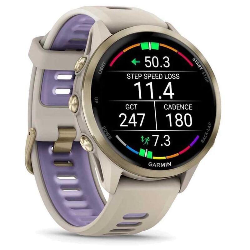 Garmin Forerunner 970 Soft Gold Titanium Smartwatch with French Gray Case & French Gray/ Translucent Indigo Band, , large image number 1