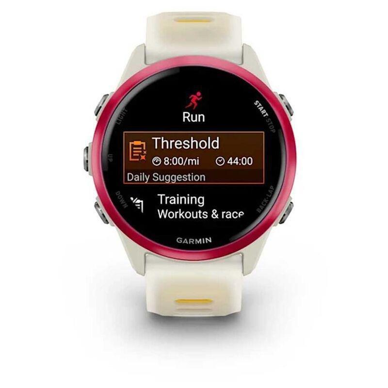 Garmin Forerunner 570 42mm Raspberry Aluminium Smartwatch with Translucent Bone/ Mango Band, , medium
