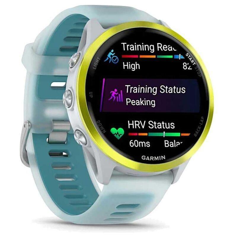 Garmin Forerunner 570 47mm Amp Yellow Aluminium Smartwatch with Translucent Whitestone/ Turquoise Band, , large image number 2