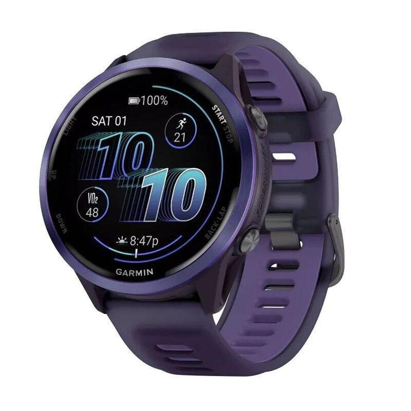 Garmin Forerunner 570 47mm Indigo Aluminium Smartwatch with Translucent Imperial Purple/ Indigo Band, , medium