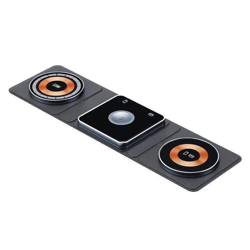 Dviced 3-In-1 Foldable Magnetic Wireless Charger - Black/Copper, , large image number 0