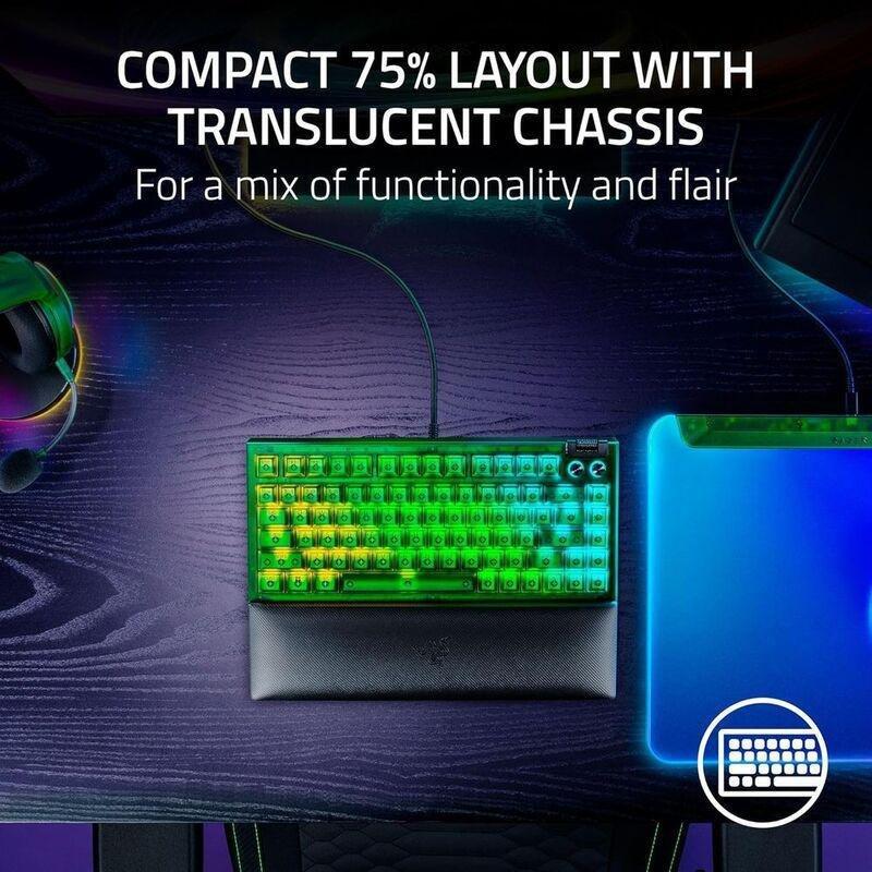 Razer Blackwidow V4 75% Hot-Swappable Mechanical Gaming Keyboard - Phantom Green Edition, , large image number 1