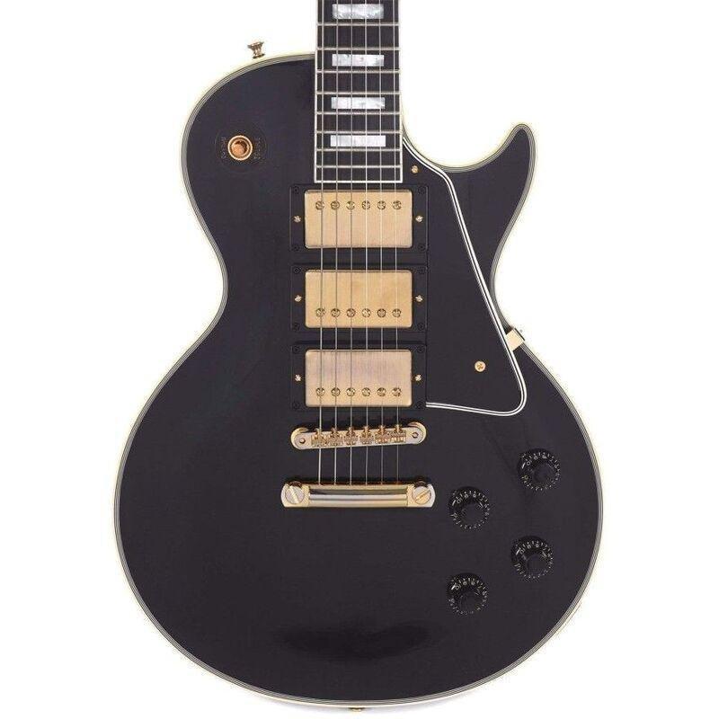 Gibson Custom Shop LPB357VOEBGH1 1957 Les Paul Custom Reissue 3-Pickup Vos Electric Guitar - Ebony, , medium
