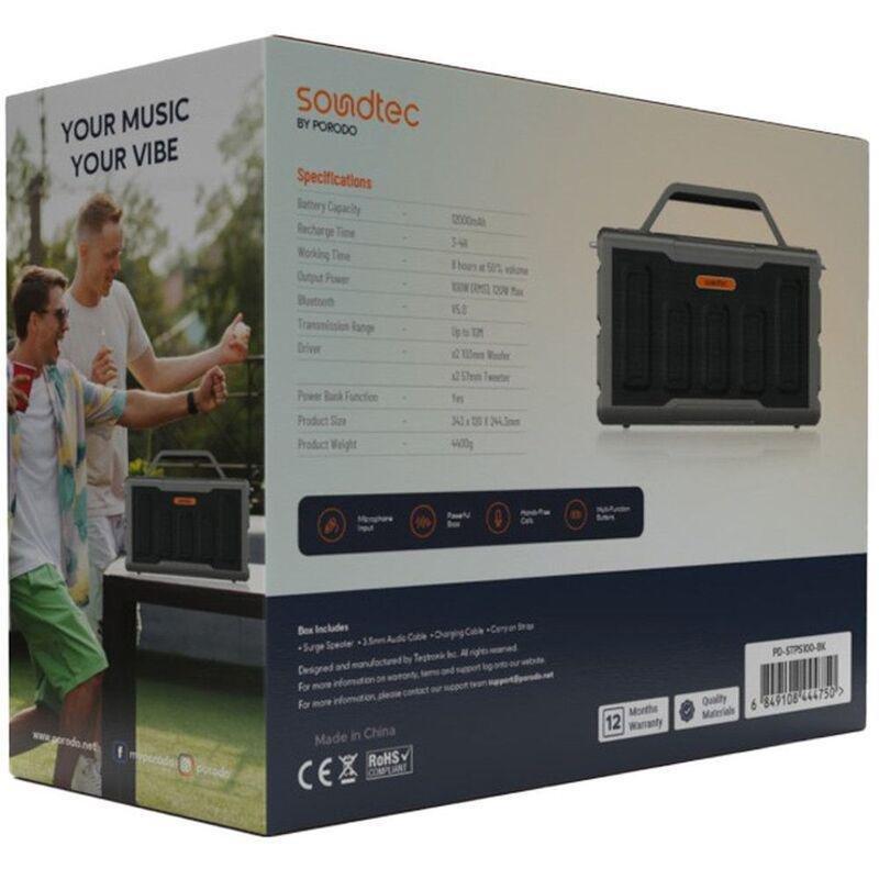 Porodo Soundtec Surge 2.2 Channel Party Speaker - Black, , medium