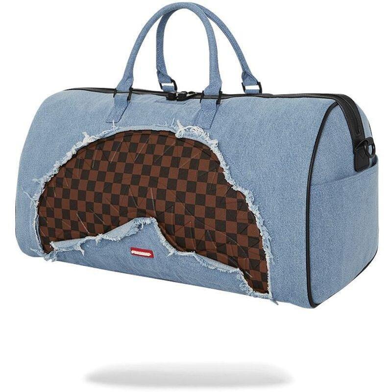 Sprayground Denim Shark Bite Duffle Bag, , medium