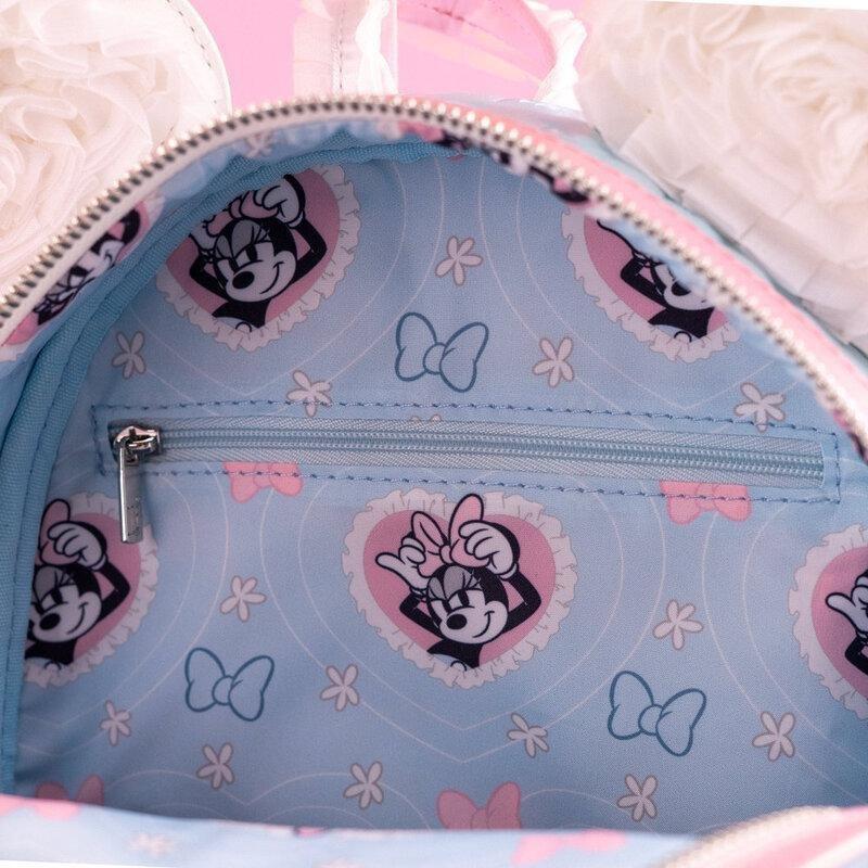Loungefly Leather Disney Minnie Mouse Blue Bows Alloverprint With Pink Bow Mini Backpack, , large image number 0