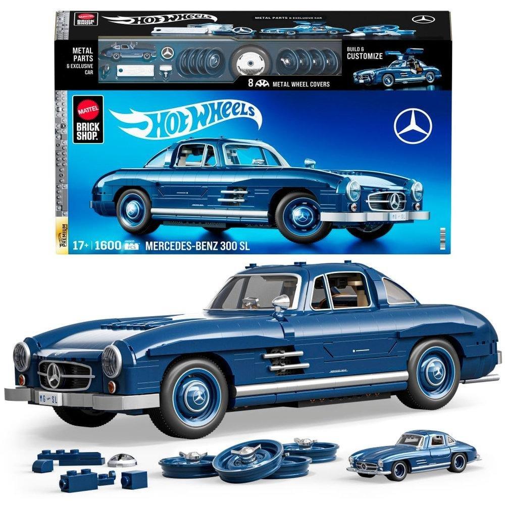 Mattel Brick Shop Hot Wheels Premium Mercedez-Benz 300 Sl - Building Toy Kit (1600 Pieces), , large image number 0
