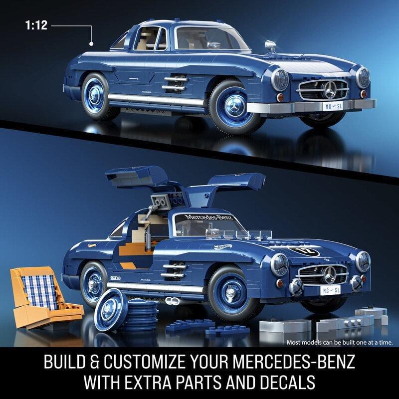 Mattel Brick Shop Hot Wheels Premium Mercedez-Benz 300 Sl - Building Toy Kit (1600 Pieces), , medium