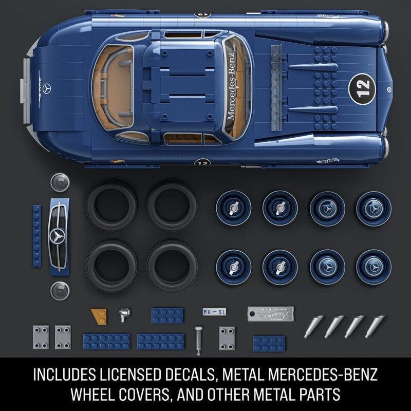 Mattel Brick Shop Hot Wheels Premium Mercedez-Benz 300 Sl - Building Toy Kit (1600 Pieces), , large image number 2