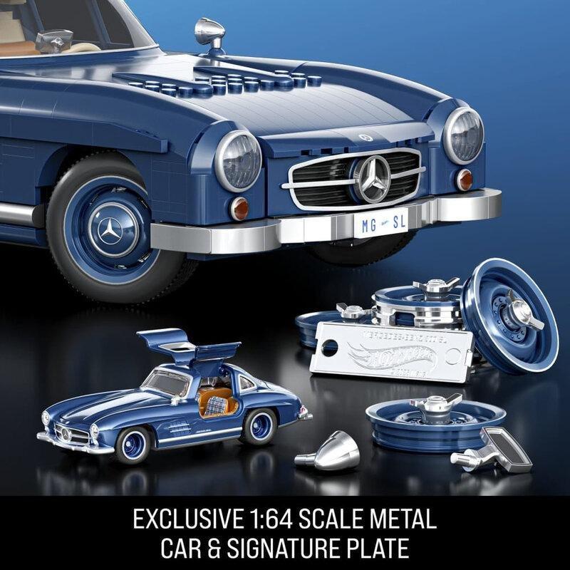 Mattel Brick Shop Hot Wheels Premium Mercedez-Benz 300 Sl - Building Toy Kit (1600 Pieces), , large image number 3