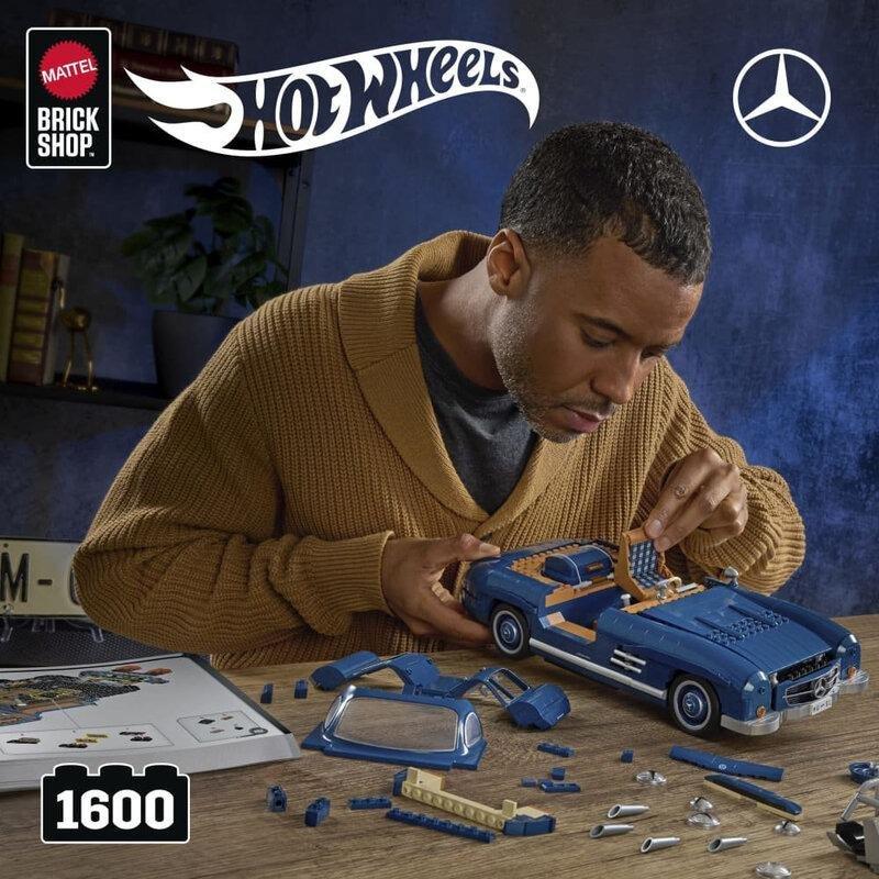 Mattel Brick Shop Hot Wheels Premium Mercedez-Benz 300 Sl - Building Toy Kit (1600 Pieces), , large image number 4