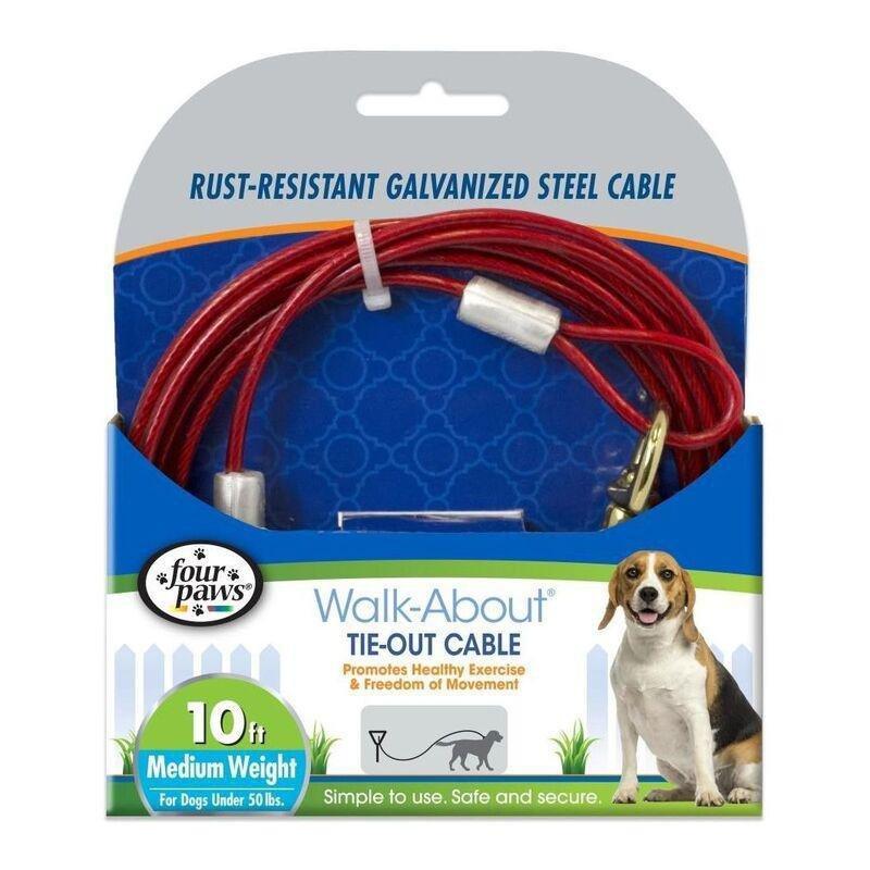 Four Paws Vinyl Coated Steel Cable Dog Tie Out Medium Weight (15 ft.), , large image number 0