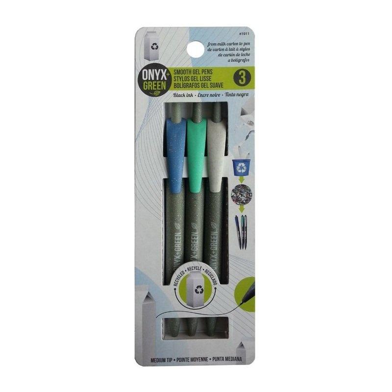 Onyx + Green Retractable Gel Pens Recycled Milk Carton (3 Pack), , large image number 1