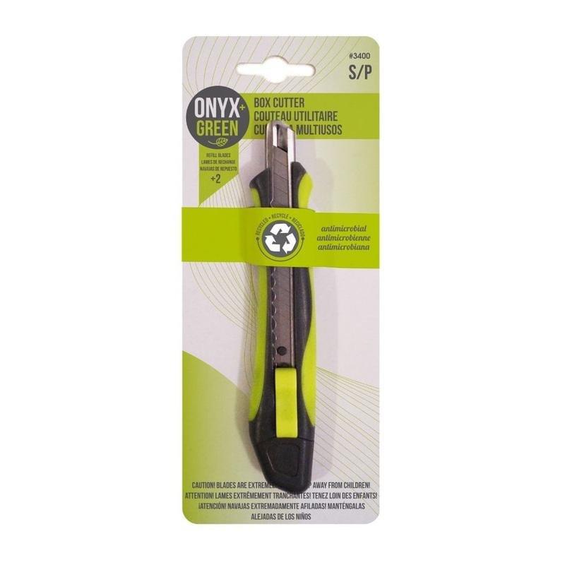 Onyx + Green Box Cutter with 3 Blades Recycled PET, , large image number 0