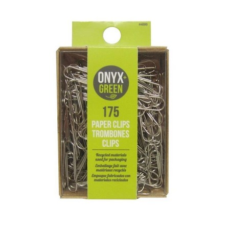 ONYX + GREEN - Onyx + Green Paper Clips in Recycled Kraft & PET Packaging (175 Pack)