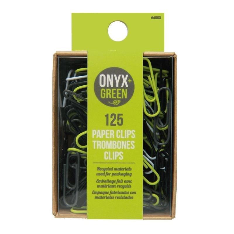 Onyx + Green Paper Clips in Recycled Kraft & PET Packaging (125 Pack), , large image number 0