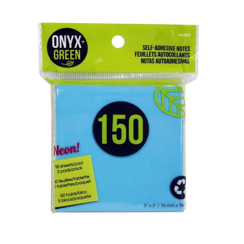 Onyx + Green Self-Adhesive Notes Neon 3 x 3 cm (Pack of 3), , large image number 1
