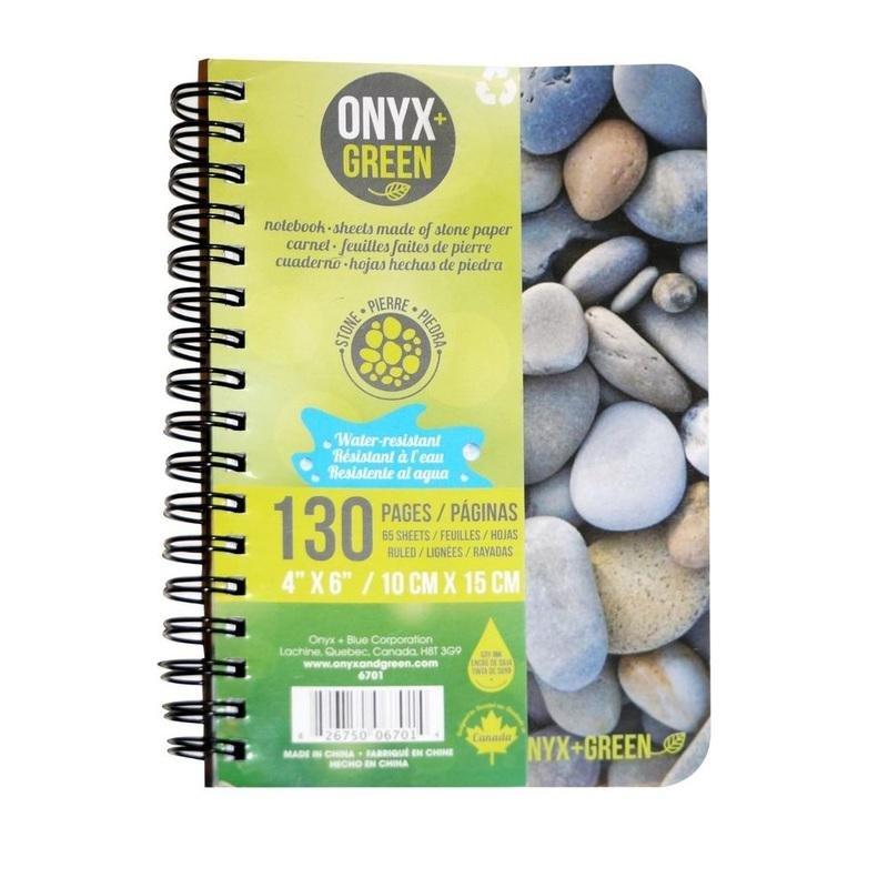 Onyx + Green Spiral Notebook Stone Paper 4 x 6 inches, , large image number 0