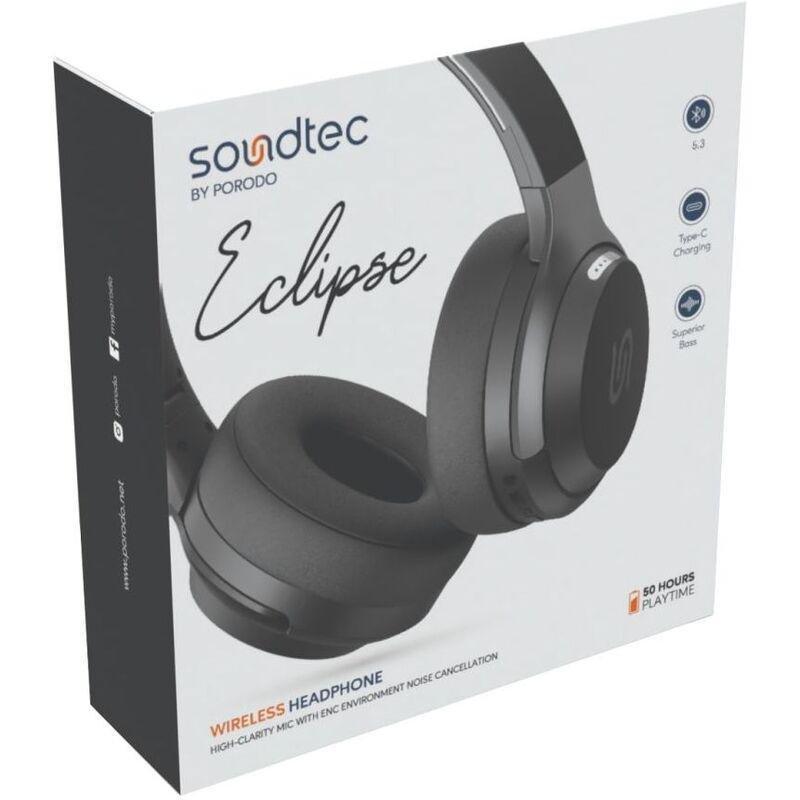 Porodo Soundtec Eclipse Wireless Over-Ear Headphone - Black, , large image number 4