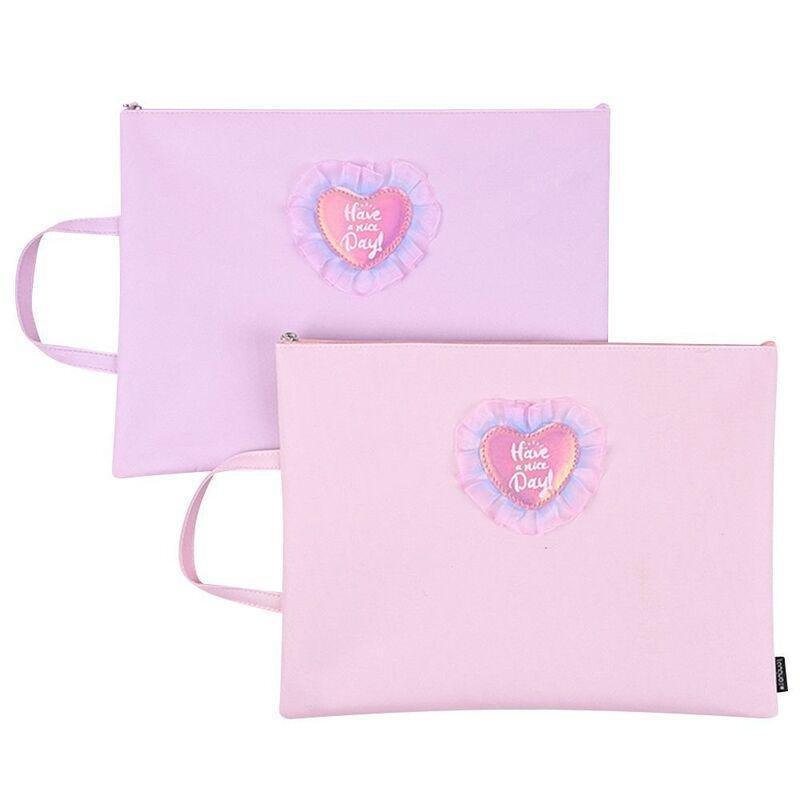 LANGUO - Languo A4 Pink File Pouch With Heart (Assortment - Includes 1)