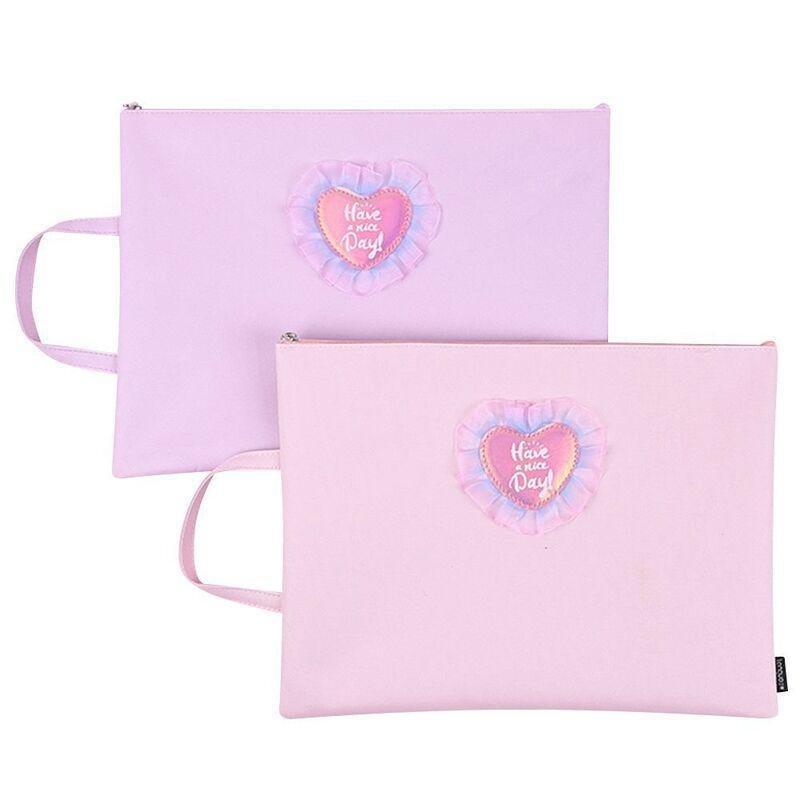 Languo A4 Pink File Pouch With Heart (Assortment - Includes 1), , large image number 0