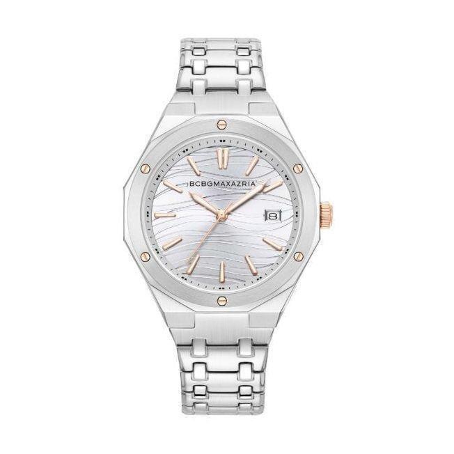 BCBG Max-Silvertone Women's Watch White Glitz & Stainless Steel Band - BAWLH0002602, , large image number 0